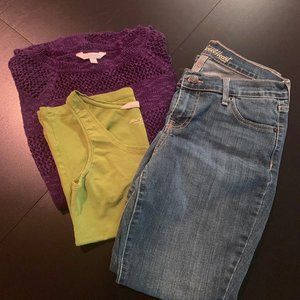 Old Navy jeans, sweater, tank top